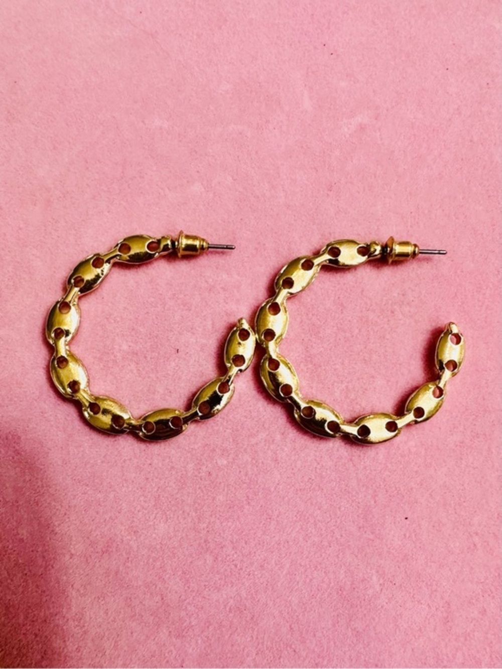 Gold Tone Cutout Hoop Earrings